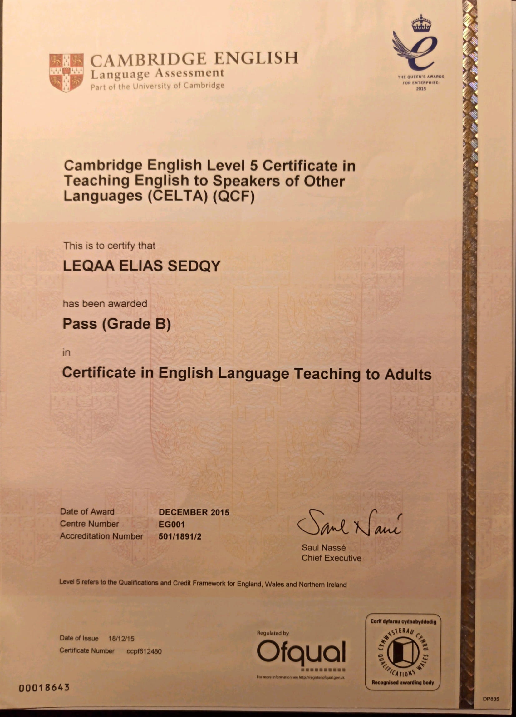 certificate