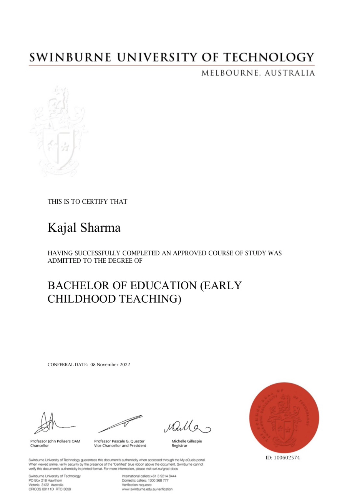 certificate